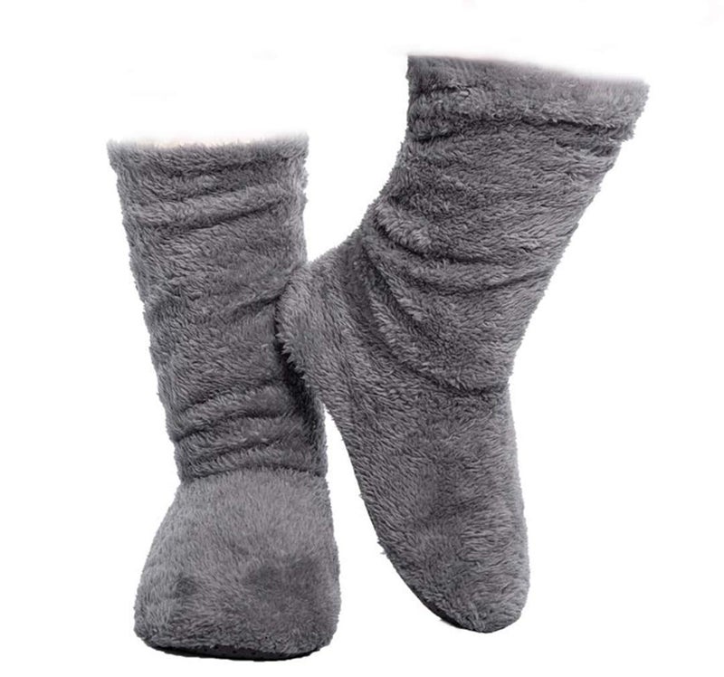FRALOSHA Women's Slipper Sock Coral velvet indoor Spring-autumn Super Soft Warm Cozy Fuzzy lined booties slippers (25cm) Grey - Image 1